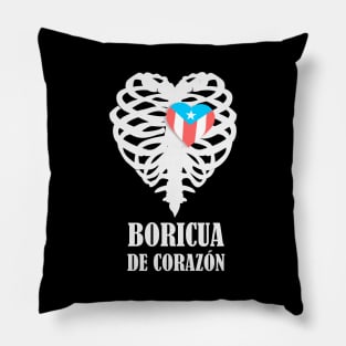 Boricua Flag Heart X-Ray Text Pillow