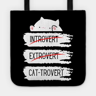 Introvert Extrovert Cat-trovert Funny Distressed Look Tote