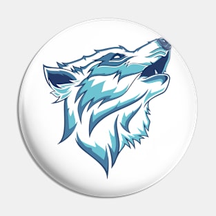 Blue ferocious wolf Pin