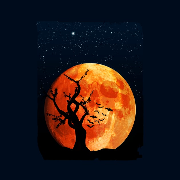 Halloween Moon with Skull Face by DyrkWyst