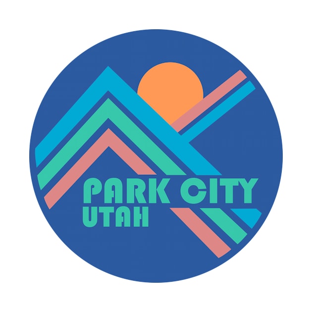 Park City Retro Line Mountains Blue by MountainFlower