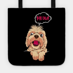 cute funny dog moew cat Tote