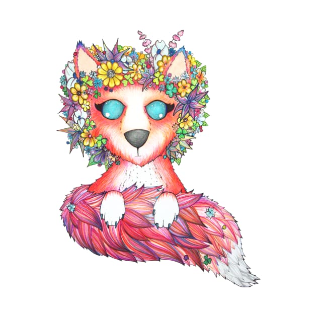 Fox with a Flowecrown by fun chaos amy