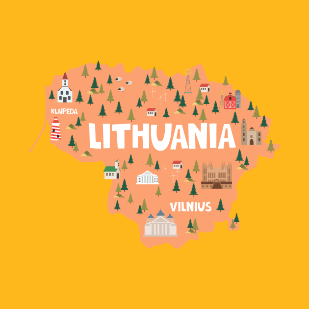 Lithuania Illustrated Map by JunkyDotCom