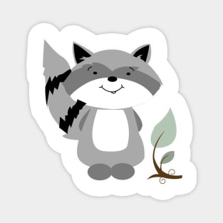 Enchanted Forest Raccoon Cartoon Animal Magnet