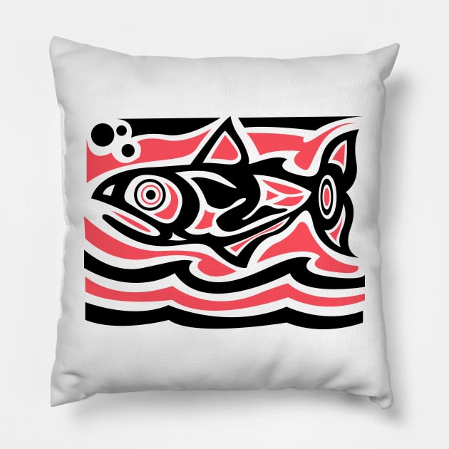 Tribal maori fish vector ink illustration Pillow by bernardojbp