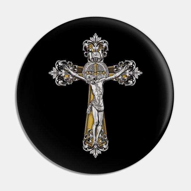 St Benedict Cross Crucifix Pin by Beltschazar