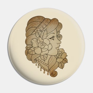 Lady and Roses Pin