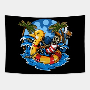 duck surf with skeleton Tapestry