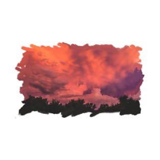 Pink Sunset above the trees T-Shirt