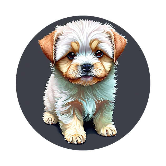 A White Havanese Puppy Dog with Cream & Light Brown Highlight Markings by SymbioticDesign