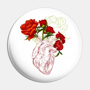 Heart with Flowers Pin