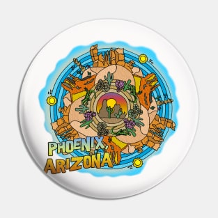 Phoenix, Arizona Desert Southwest Themed Mandala Pin