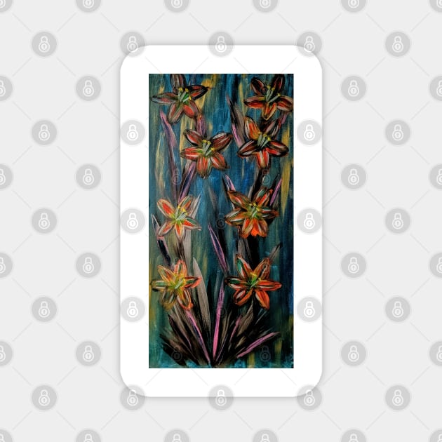 Some lillys growing wild in a field I loved how's these turned out I was playing with colors Magnet by kkartwork