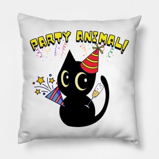 Party Animal Black Cat Pillow