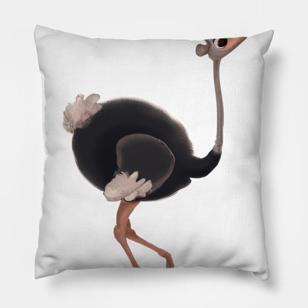 Cute Ostrich Drawing Pillow by Play Zoo
