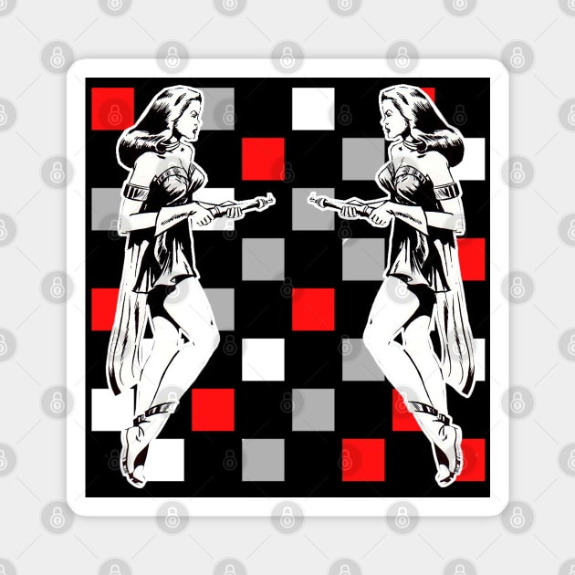 Chess and Armed Warrior Women Magnet by Marccelus