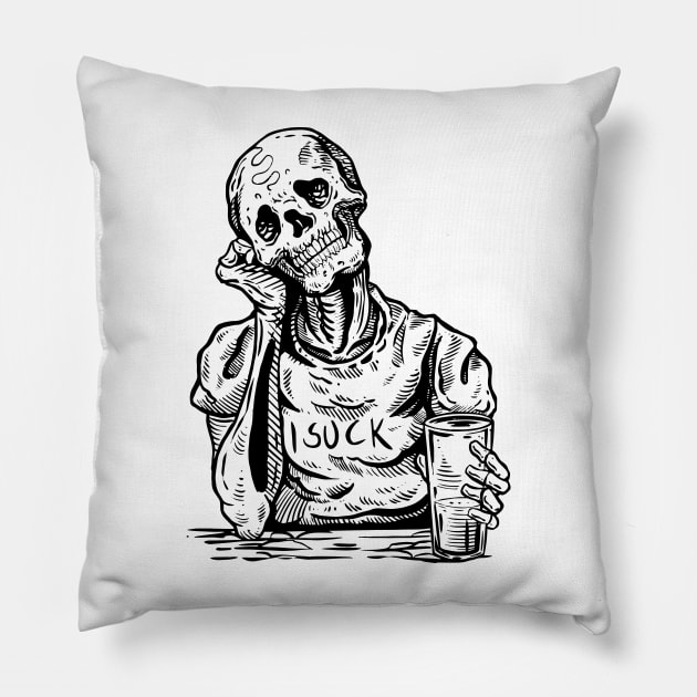 Drunk Skull - Skeleton Drinking Pillow by KingMaster