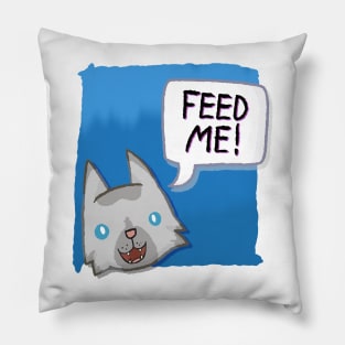 Feed Me! [Lynx Point Cat With A Blue Background] Pillow