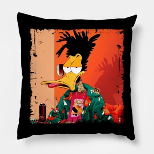 High Duck on Weed Cartoon Style Pillow