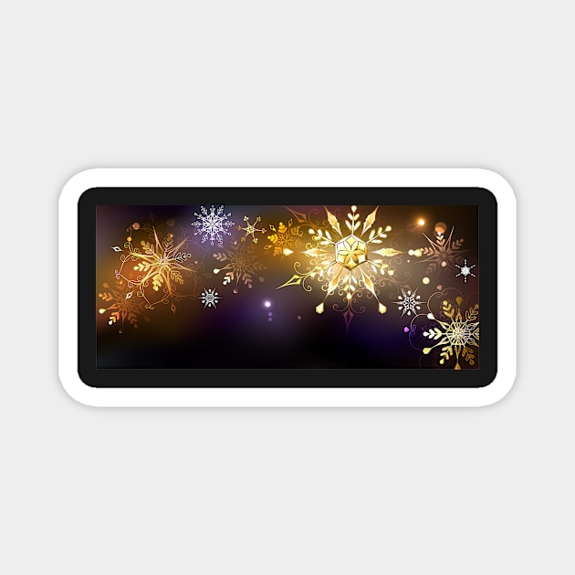 Festive Background with Golden Snowflakes Magnet by Blackmoon9