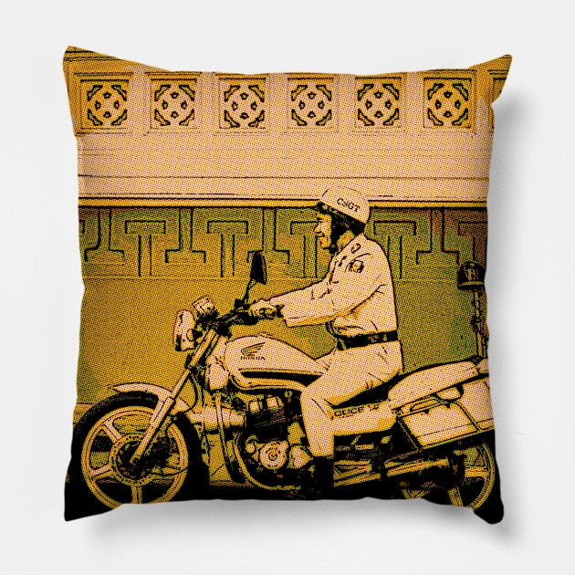 Vietnamese Cop on Honda Motorcycle Pillow by TheTravelingDukes