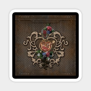 Wonderful steampunk hearts, clocks, gears and flowers Magnet