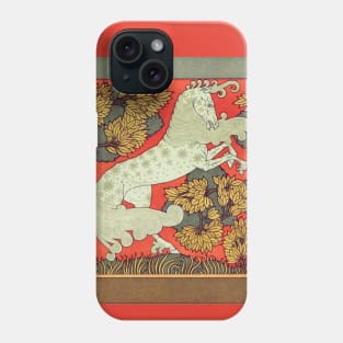 RAMPANT WHITE HORSE WITH TREES IN WOODLAND Art Nouveau Animals Phone Case