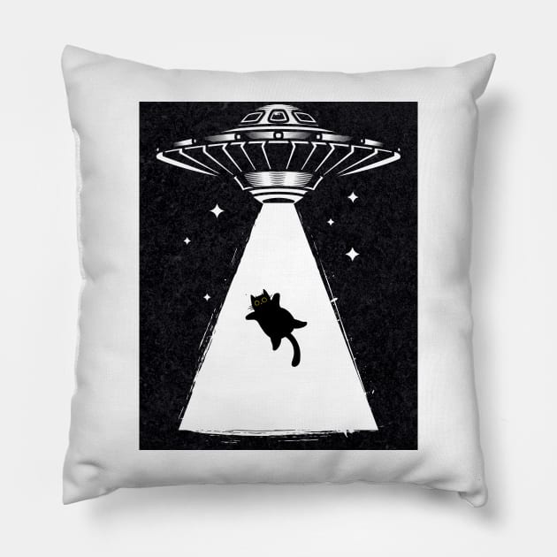 UFO stealing cat, Cat Stealing and UFO, funny cat, cats, meme cat, meme lover, black cat meme, funny kitten, cat jump, meme tee Pillow by BloomInOctober