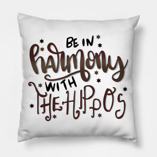 Be in Harmony With the Hippos Zoo Pillow