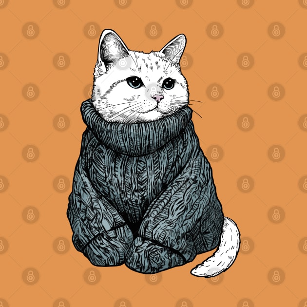 The Sweater Model Cat by KilkennyCat Art