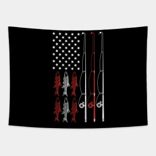 USA Flag Fishing Dad Grandpa Vintage Fishing Dad Tapestry