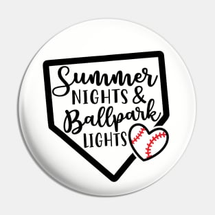 Summer Nights Ballpark Lights Baseball Pin