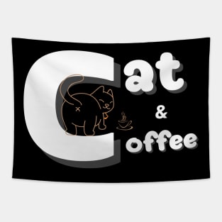 cat and coffee Tapestry
