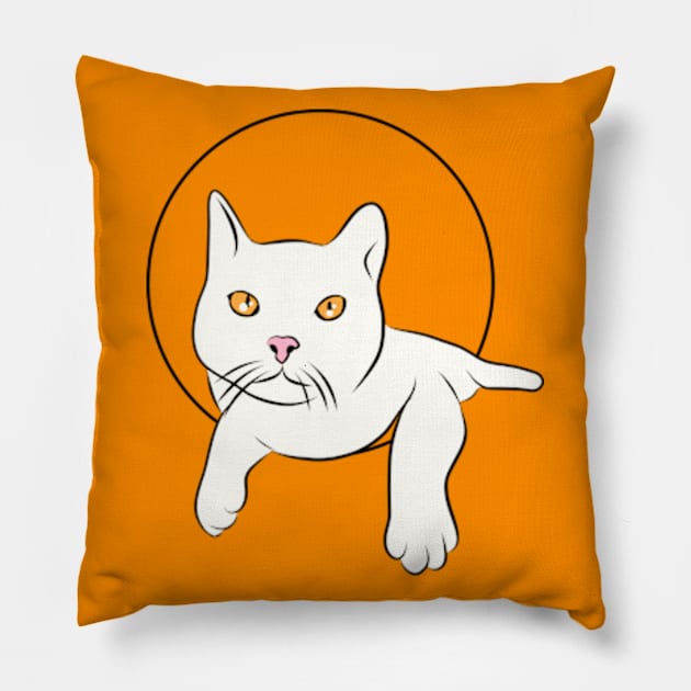 White cat with orange eyes Pillow by uveyiknur