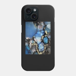 Blue Gold and Black Abstract Art Phone Case