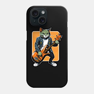 Rockat Rock Cat Playing Guitar Vintage - Love Cats Phone Case