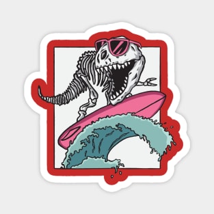 Skeleton of T-Rex Surfing Magnet