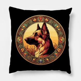 German Shepherd Gift - Alsation Dog - Art Nouveau Style Pillow