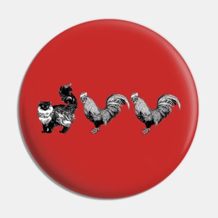 Kitty Roosters Pin