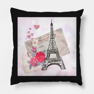 Paris Eiffel Tower Heart & Rose Pattern Cute Cards, Stickers & Gifts Pillow