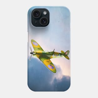 A spitfire in the style of 1960s model airplane box art Phone Case