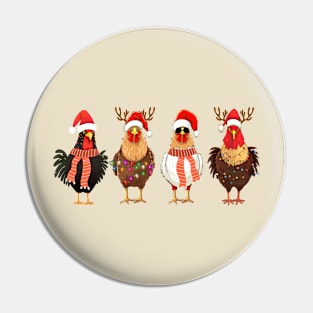 Chicken Christmas Lights Farm Animal Funny Xmas Pin