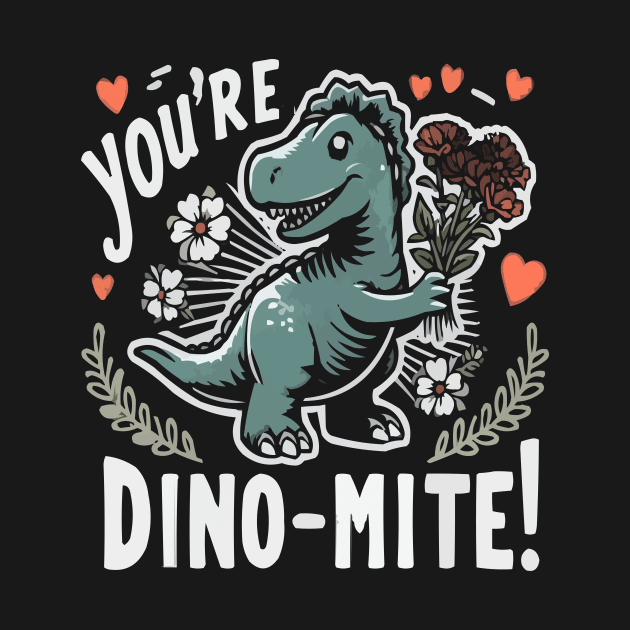 You're Dino-mite Funny Valentines Day Shirt for couples by ARTA-ARTS-DESIGNS