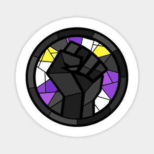 BLM Stained Glass Fist (Non-Binary) Magnet