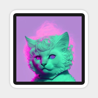 Vapor Wave Cat Magnet