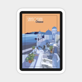 Santorini Greece Illustration Magnet