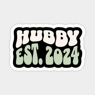 Hubby Est. 2024 Newlywed Husband Honeymoon Wavy Font Magnet