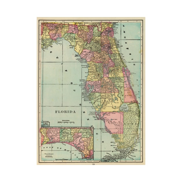 Vintage Map of Florida (1909) by Bravuramedia