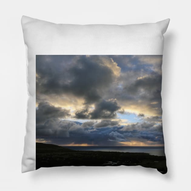 Clouds before Sunset - Rapa Nui - Easter Island Pillow by holgermader
